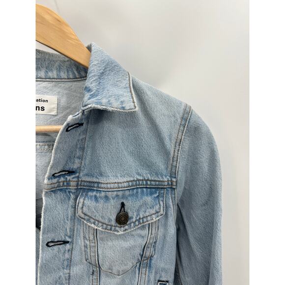 Reformation Jeans Jacket Women XS Blue Tahoe Light Wash Denim Button Front - Picture 5 of 12